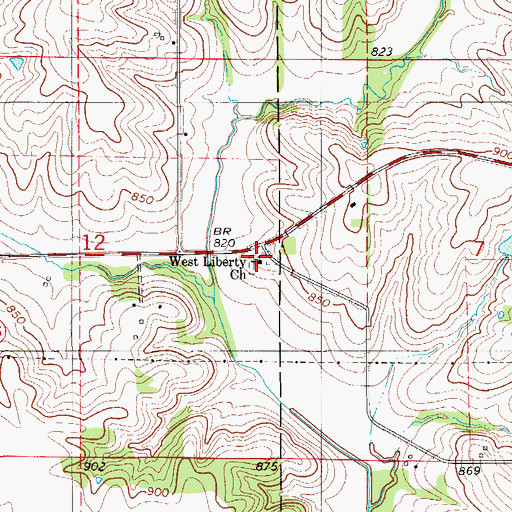 Topographic Map of West Liberty Church, IA