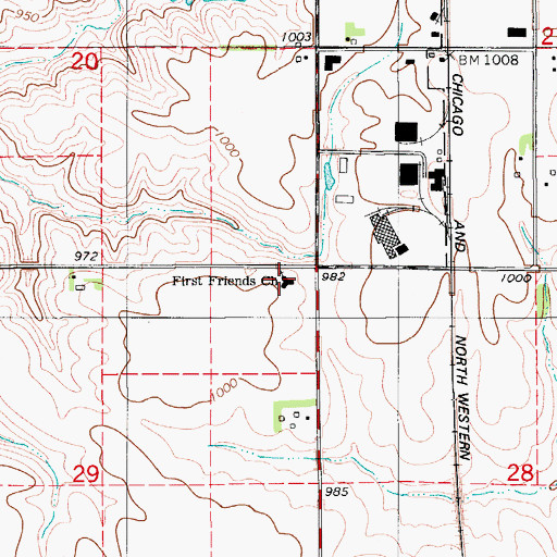 Topographic Map of First Friends Church, IA