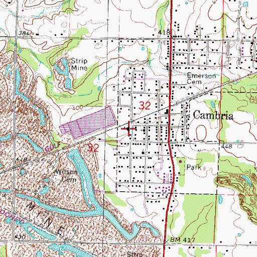 Topographic Map of Cambria Elementary School (historical), IL