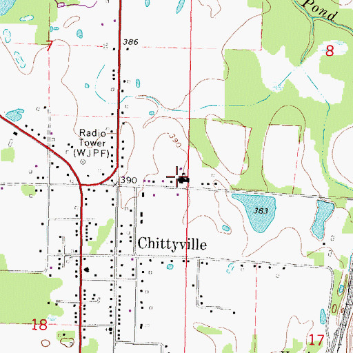 Topographic Map of Chittyville Public School (historical), IL