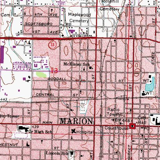 Topographic Map of First Church of the Nazarene, IL