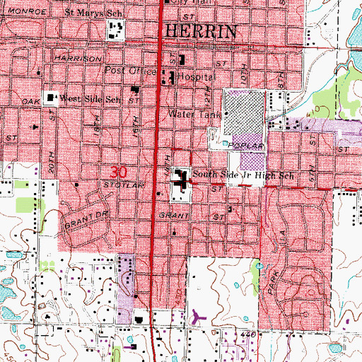 Topographic Map of Herrin Junior High School, IL