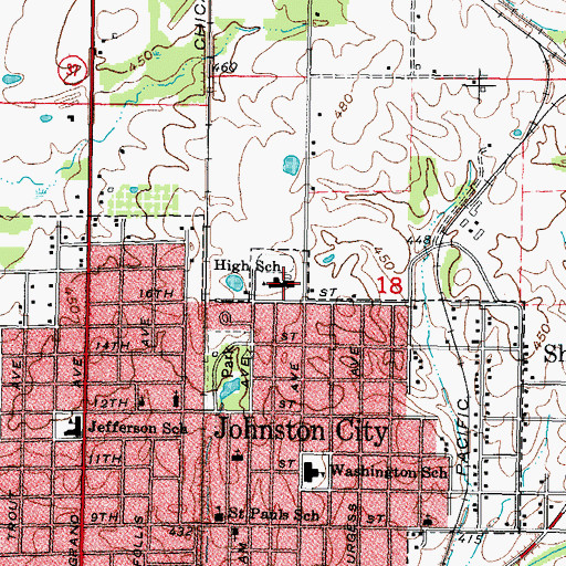 Topographic Map of Johnston City High School, IL