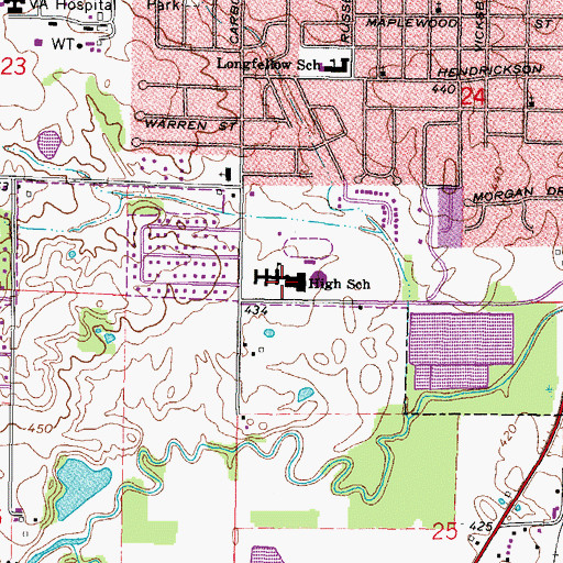 Topographic Map of Marion High School, IL