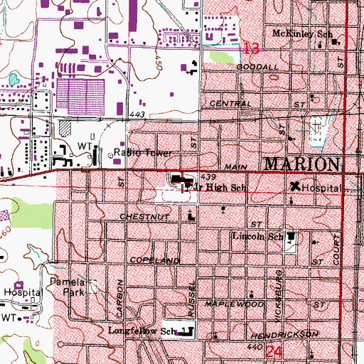 Topographic Map of Marion Junior High School, IL