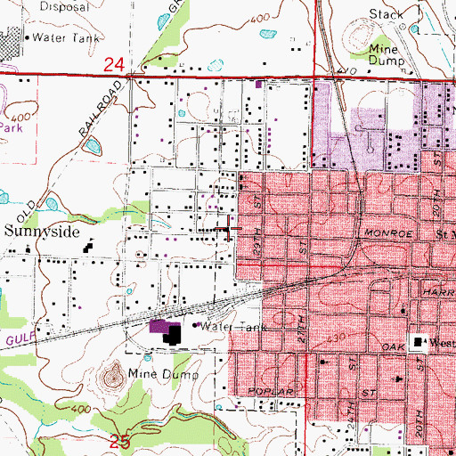 Topographic Map of West Monroe Street Apostolic Church, IL