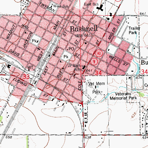 Topographic Map of Bushnell Baptist Chapel (historical), IL