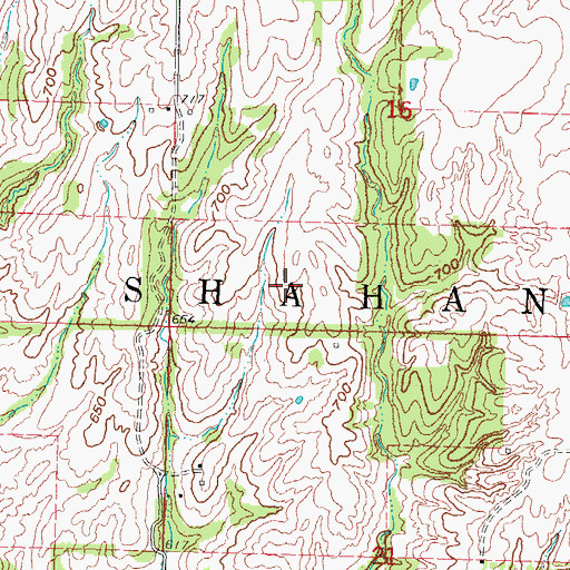 Topographic Map of Township of Shahan, OK