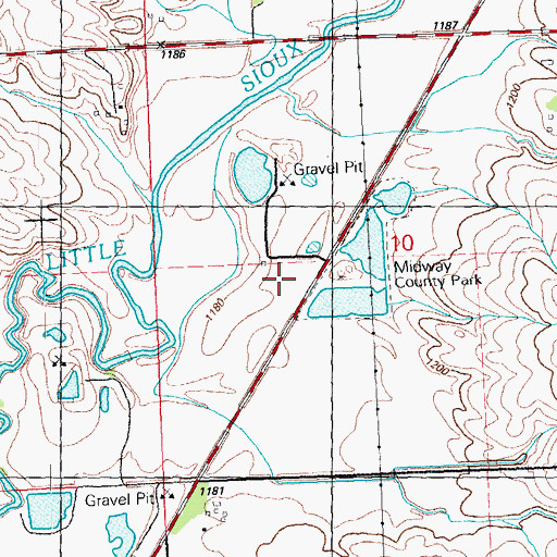 Topographic Map of Midway County Park, IA