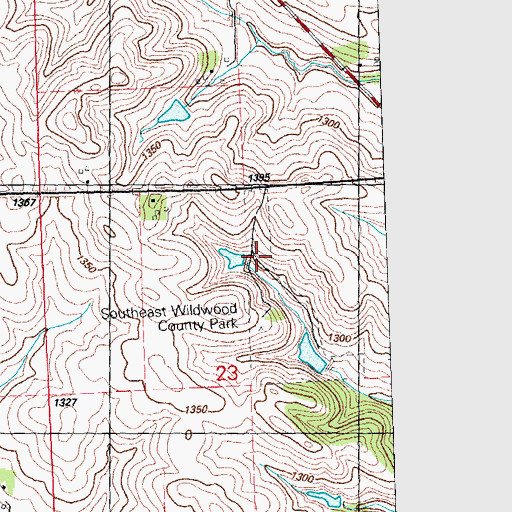Topographic Map of Southeast Wildwood County Park, IA