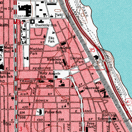 Topographic Map of Abraham Lincoln Centre, IL