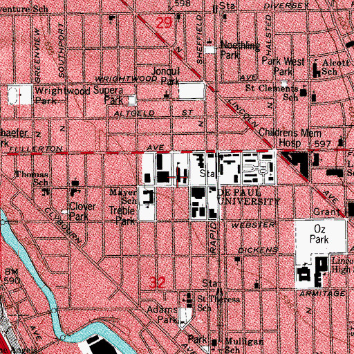 Topographic Map of Arthur J Schmitt Academic Center, IL