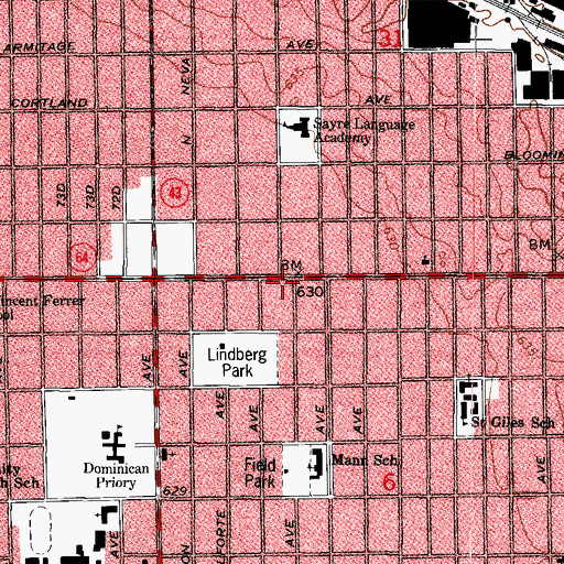 Topographic Map of A-North Shore Driving School, IL