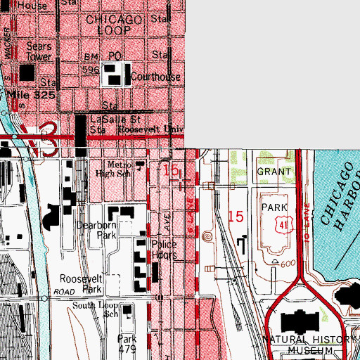 Topographic Map of Blackstone Theatre, IL
