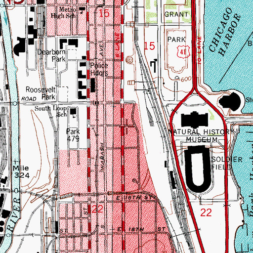 Topographic Map of Burnham Place, IL