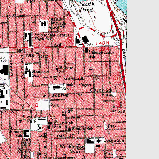 Topographic Map of Carl Sandburg Village, IL