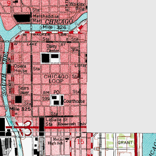 Topographic Map of Carson Pirie Scott Buildings, IL