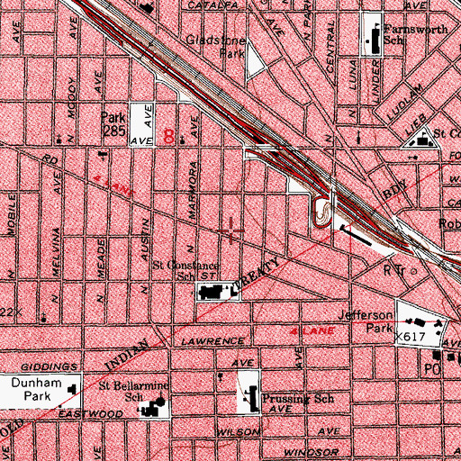 Topographic Map of Chez Paragons School, IL