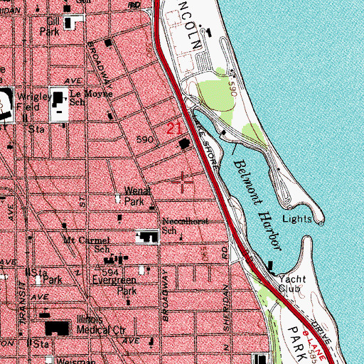 Topographic Map of Chicago City School Addition, IL