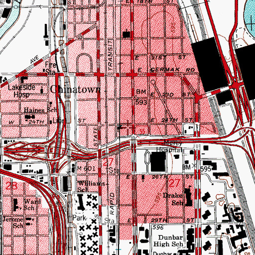 Topographic Map of Chicago Daily Defender Building, IL
