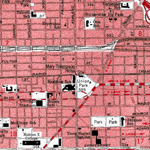 Topographic Map of Chicago Transit Authority-Ashland Avenue Station, IL