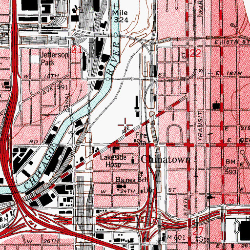 Topographic Map of Chinatown Square, IL