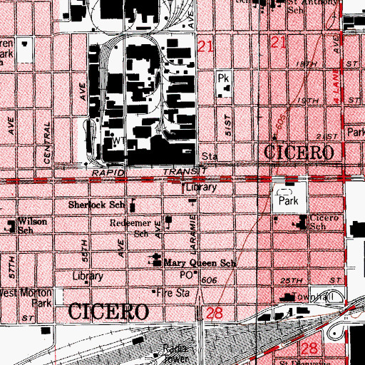 Topographic Map of Cicero Public Library, IL