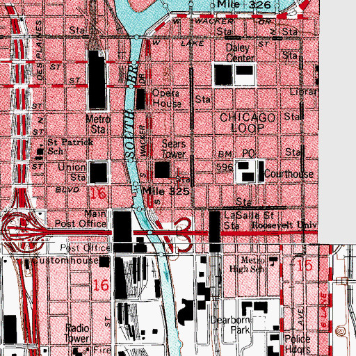 Topographic Map of City Colleges Building, IL