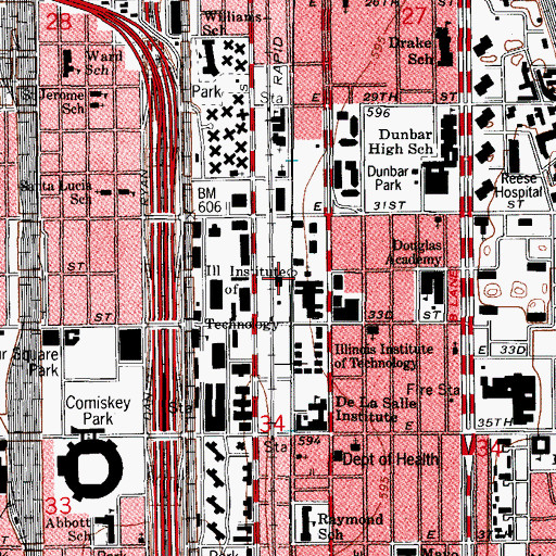 Topographic Map of Commons Building, IL