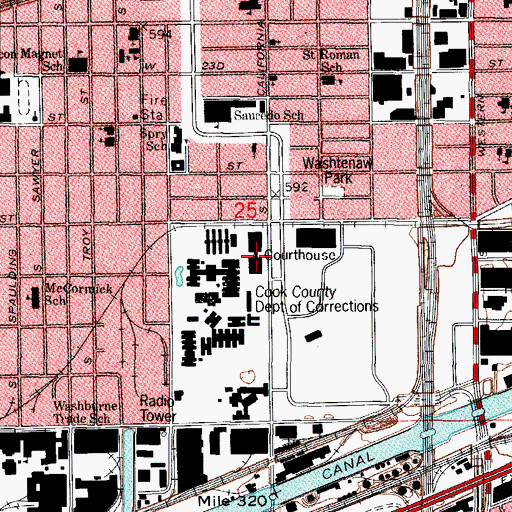 Topographic Map of Cook County Criminal Courthouse, IL