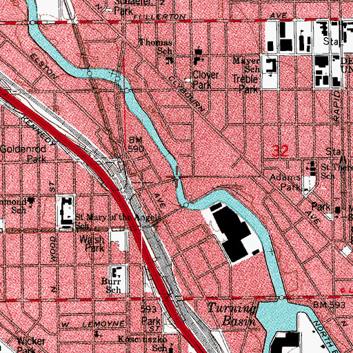 Topographic Map of Cortland Street Bridge, IL
