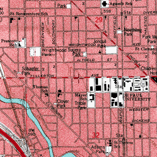 Topographic Map of Coyne American Institute, IL