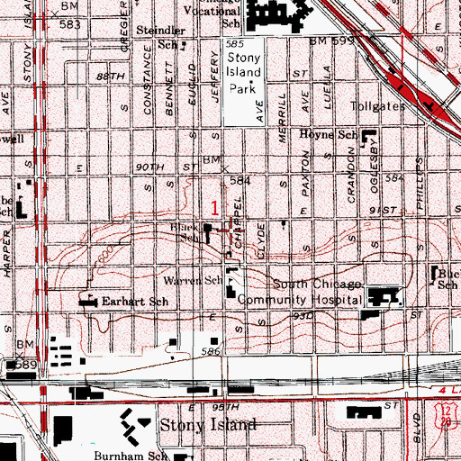 Topographic Map of Davis Development Center, IL