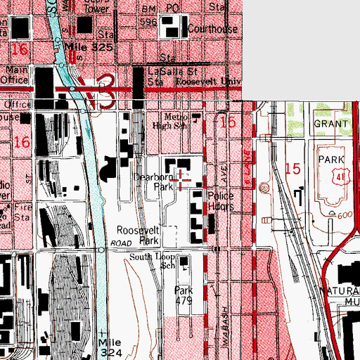 Topographic Map of Dearborn Park, IL