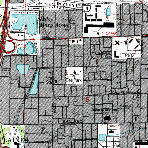 Topographic Map of Dee Park, IL