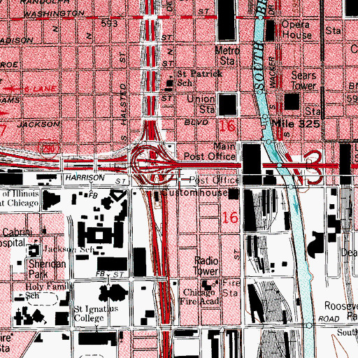 Topographic Map of Des Plains Street Methodist Episcopal Church (historical), IL