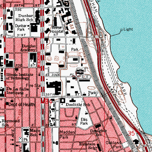 Topographic Map of Douglas University (historical), IL