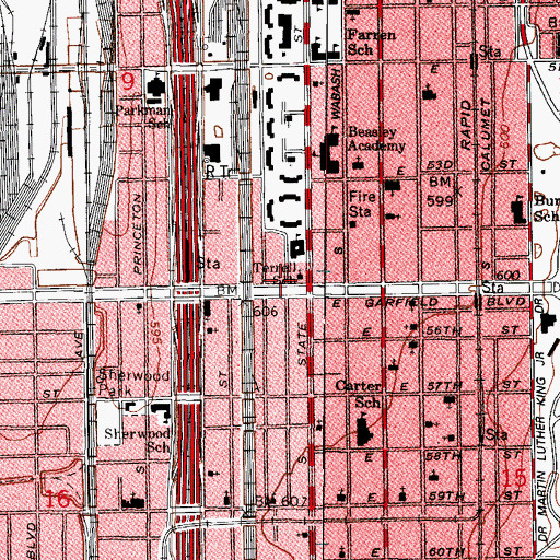 Topographic Map of Douglas - Tubman Christian Center, IL