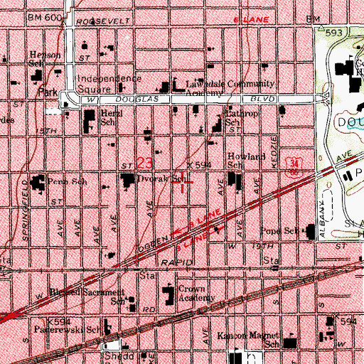 Topographic Map of Drain Temple, IL