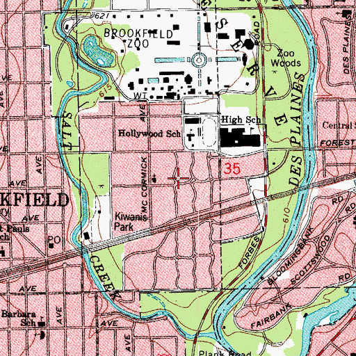 Topographic Map of East Grossdale, IL