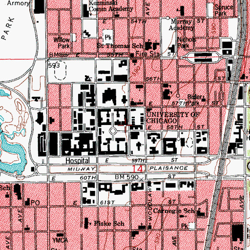 Topographic Map of Eckhart Hall, IL