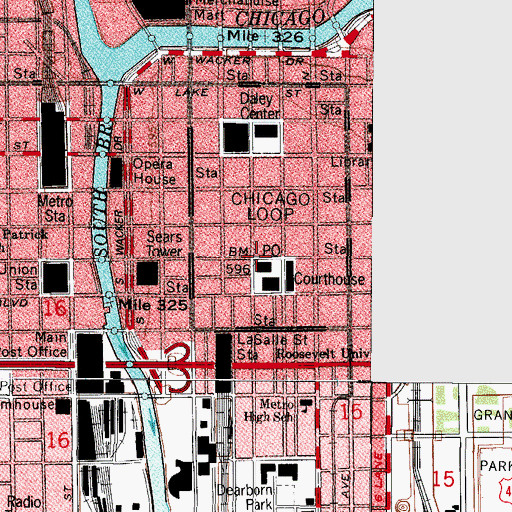 Topographic Map of Edison Building, IL