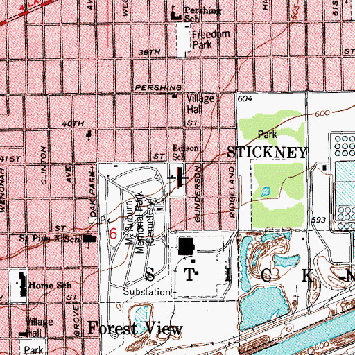 Topographic Map of Edison School, IL