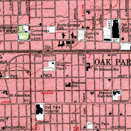 Topographic Map of Edmund F Burton Row Houses, IL