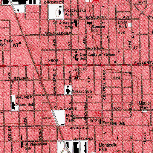Topographic Map of El Buen Pastor Evangelical Lutheran Church, IL