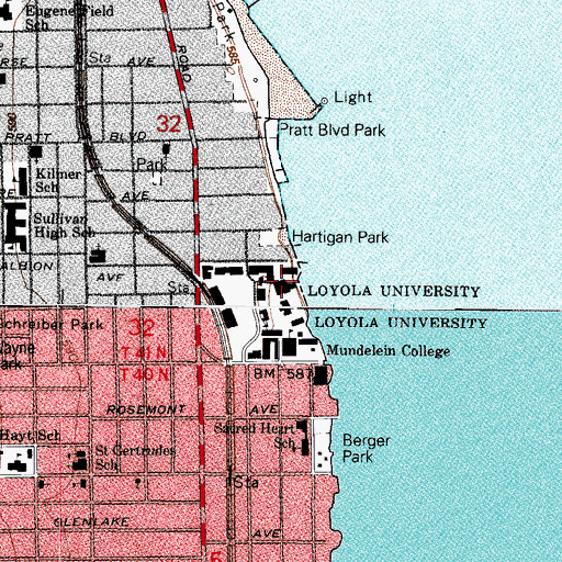 Topographic Map of Elizabeth Cudahy Memorial Library, IL