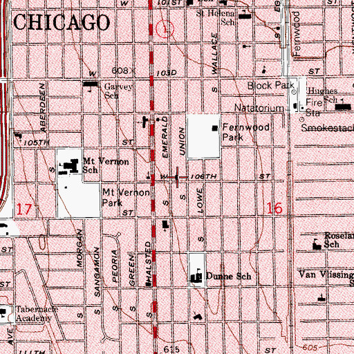 Topographic Map of Emerald Avenue Church of God, IL