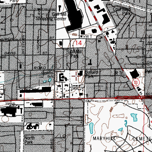 Topographic Map of Ballard Park, IL