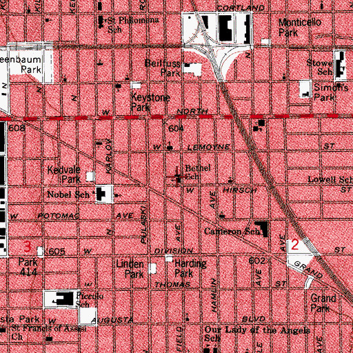 Topographic Map of Bethel Elementary School, IL