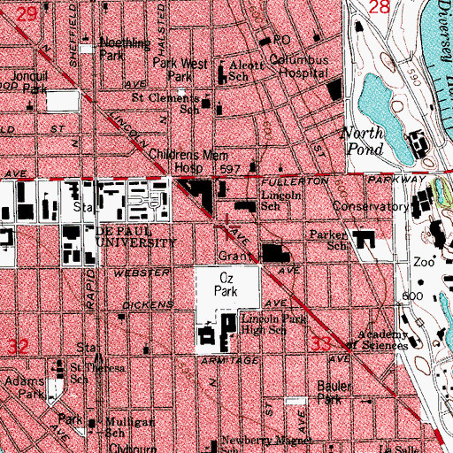 Topographic Map of The Body Politic Theatre, IL